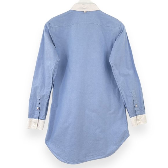 Ines de la Fressange x Uniqlo Blue & White Relaxed Fit Button Up Shirt sz S - Picture 2 of 6